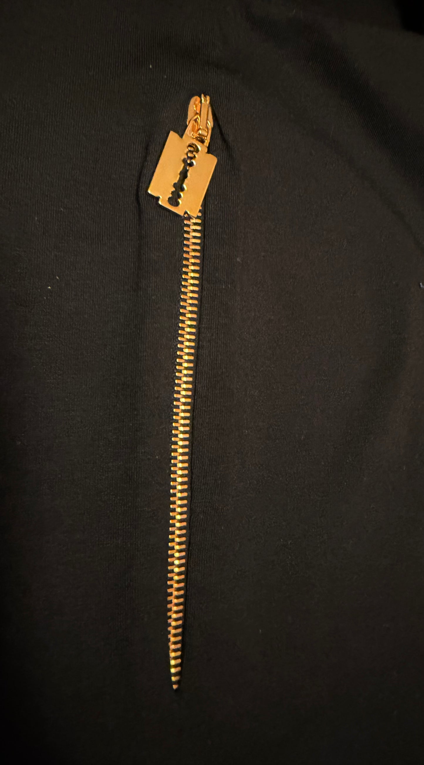 Long sleeve top with blade zipper