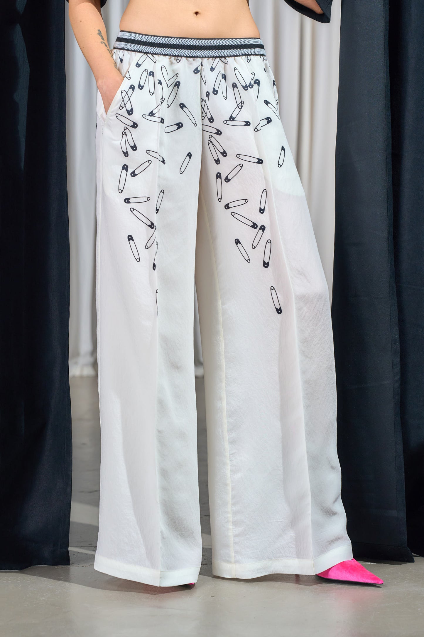 Safety Pin Wide-Leg Pants