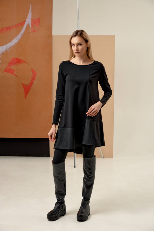 A-line Dress with pockets and asymmetrical hem