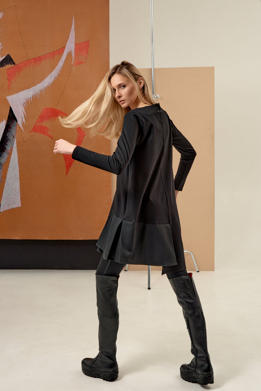 A-line Dress with pockets and asymmetrical hem