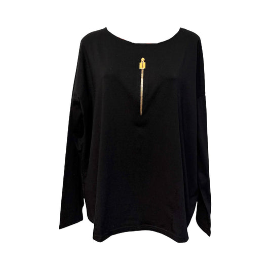 Long sleeve top with blade zipper