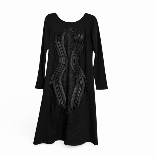 A-line dress with embroidery and thumb holes sleeves