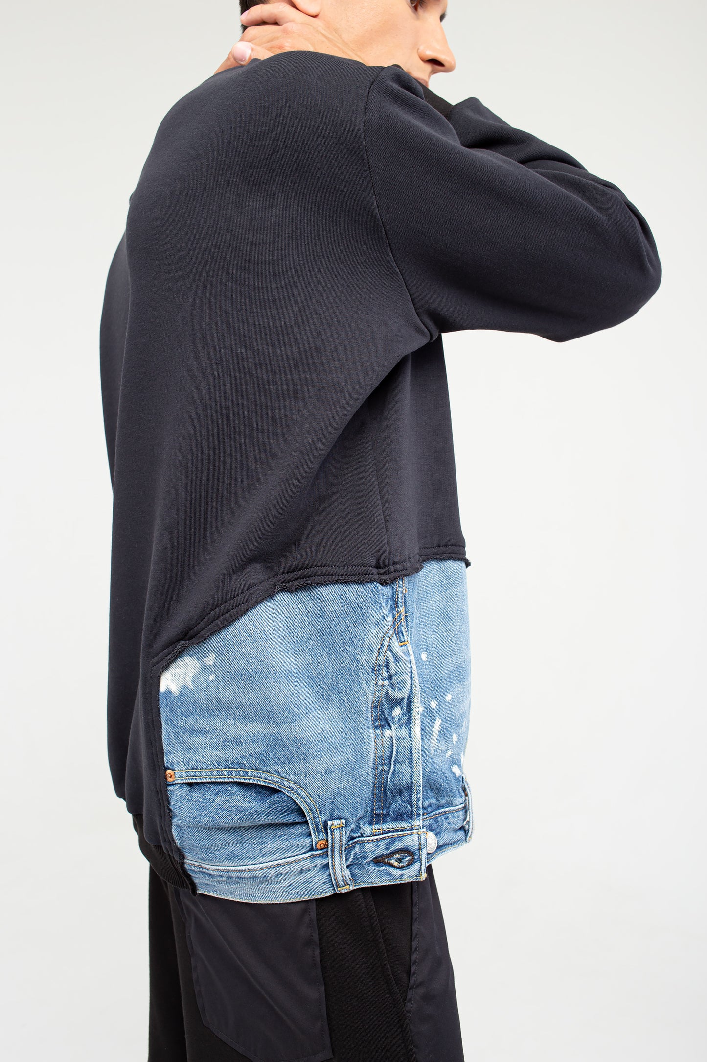 Japanese Cotton Sweatshirt with jeans detail | NY77DESIGN