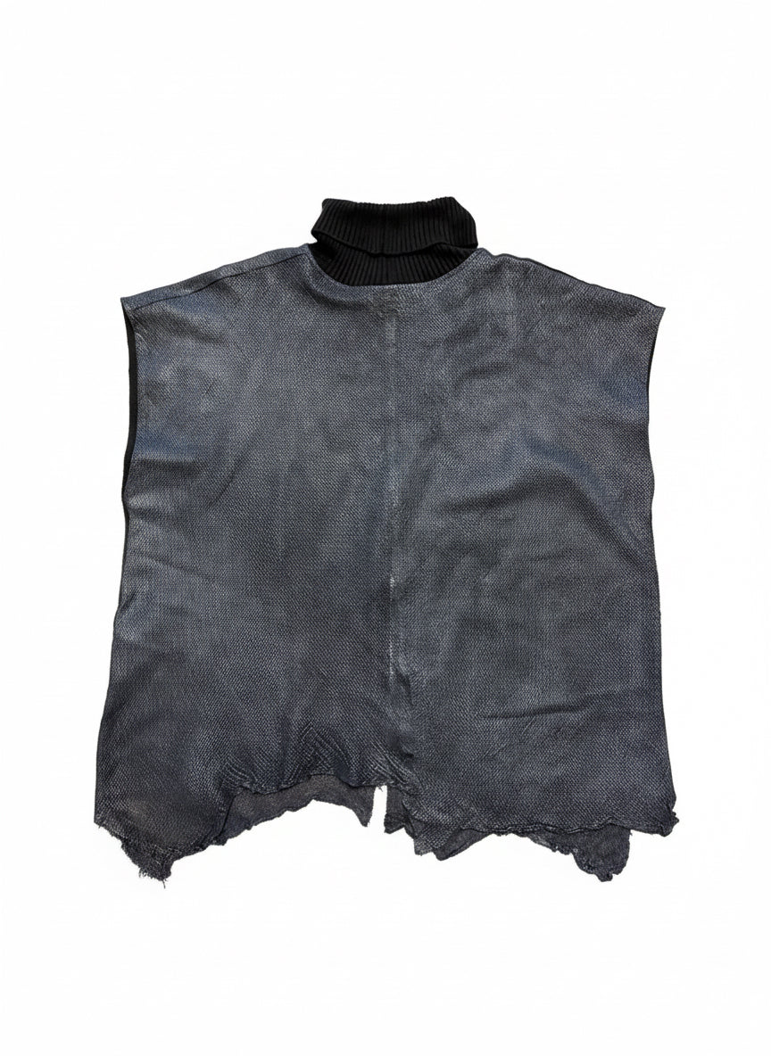 Real lamb perforated leather vest