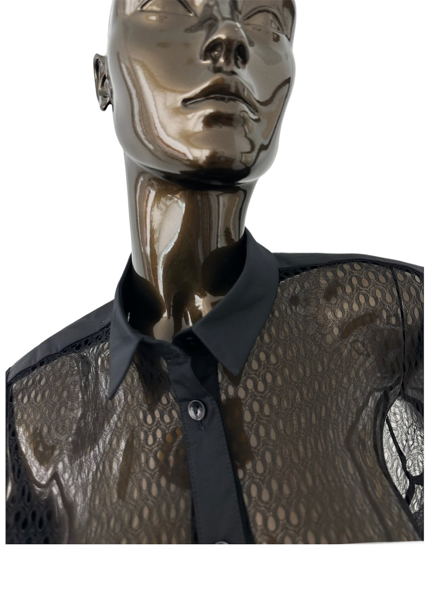 Mesh long sleeves shirt