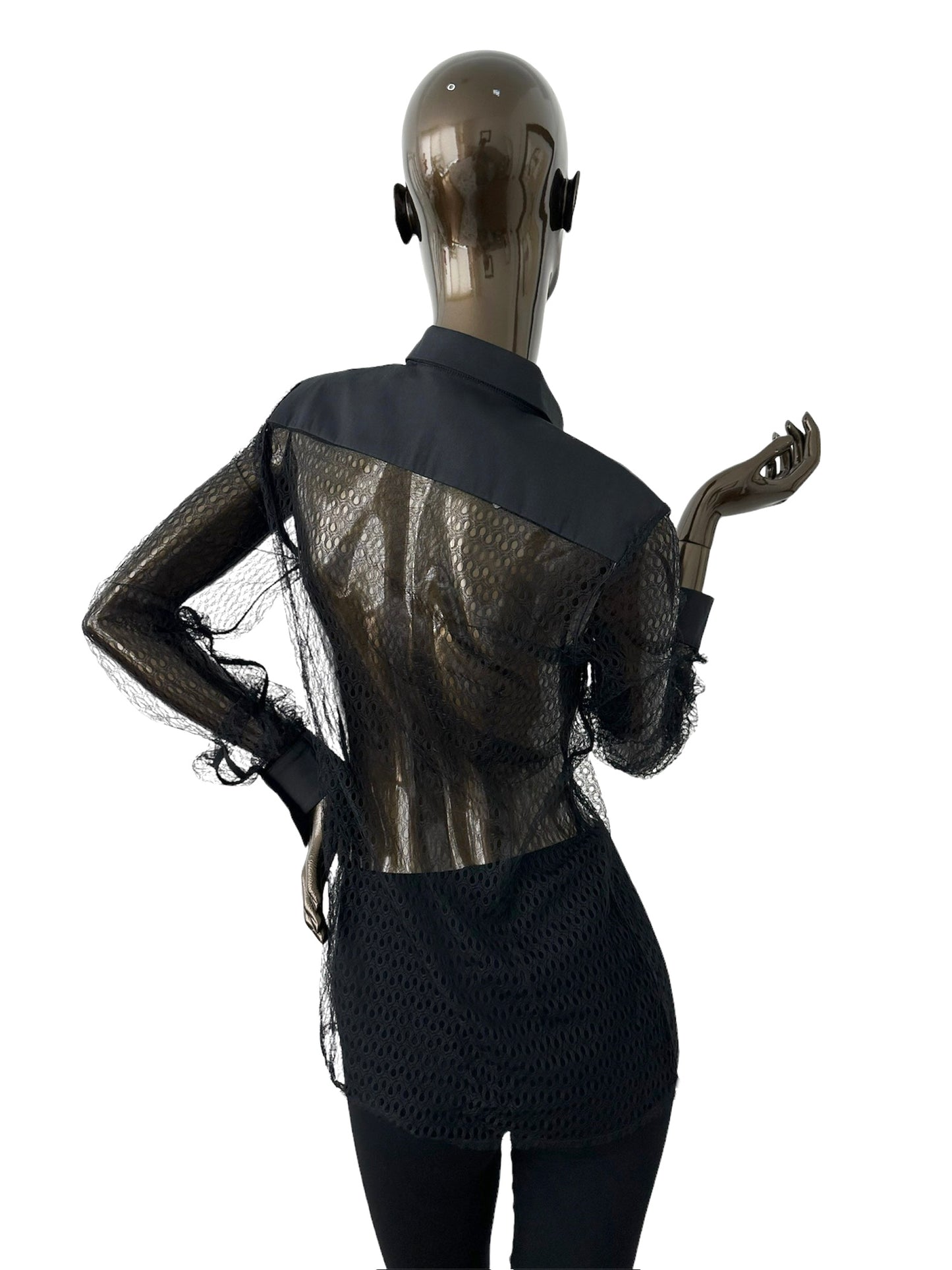 Mesh long sleeves shirt