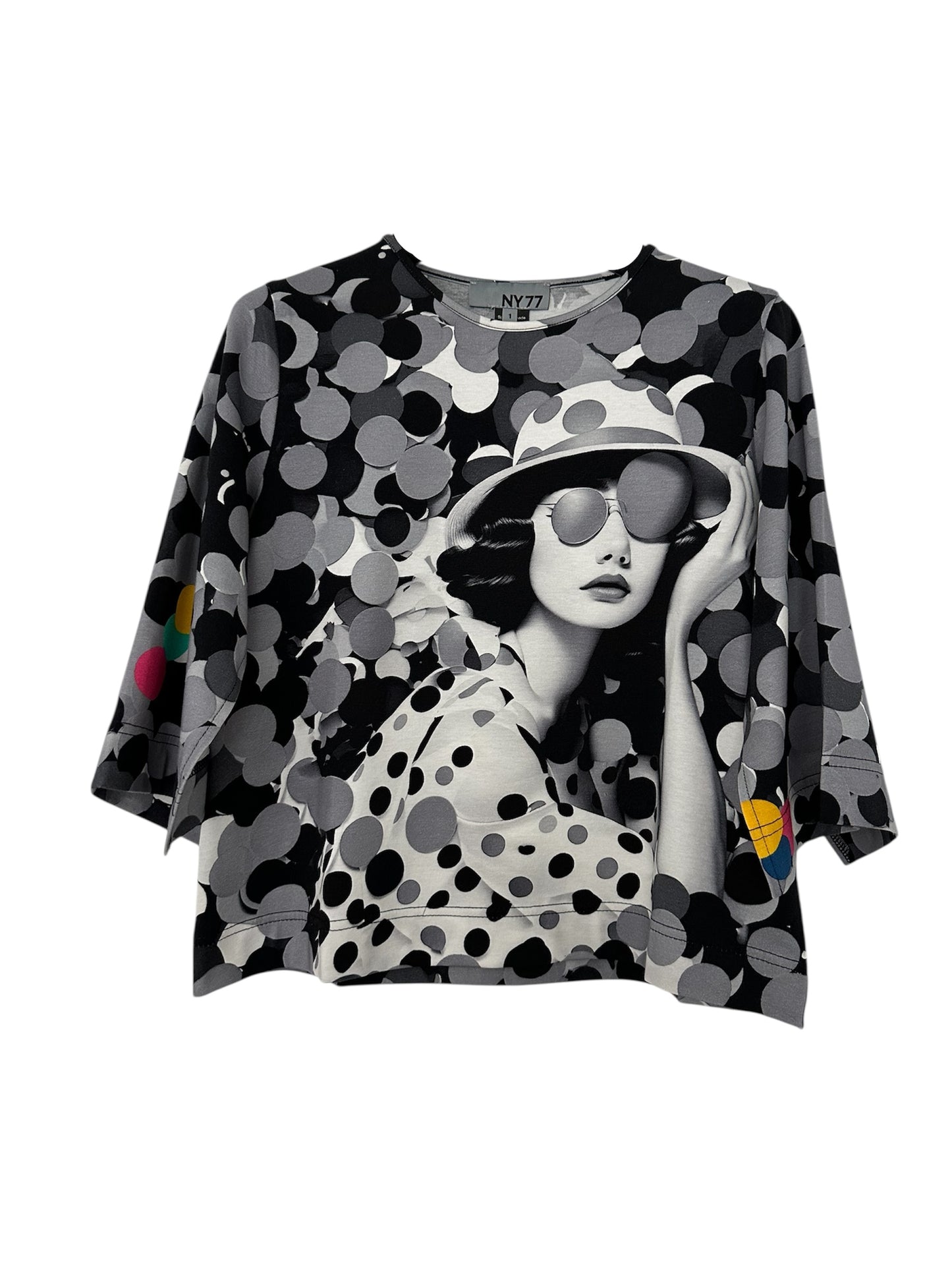 3/4 sleeves top with special AI generated print | NY77DESIGN
