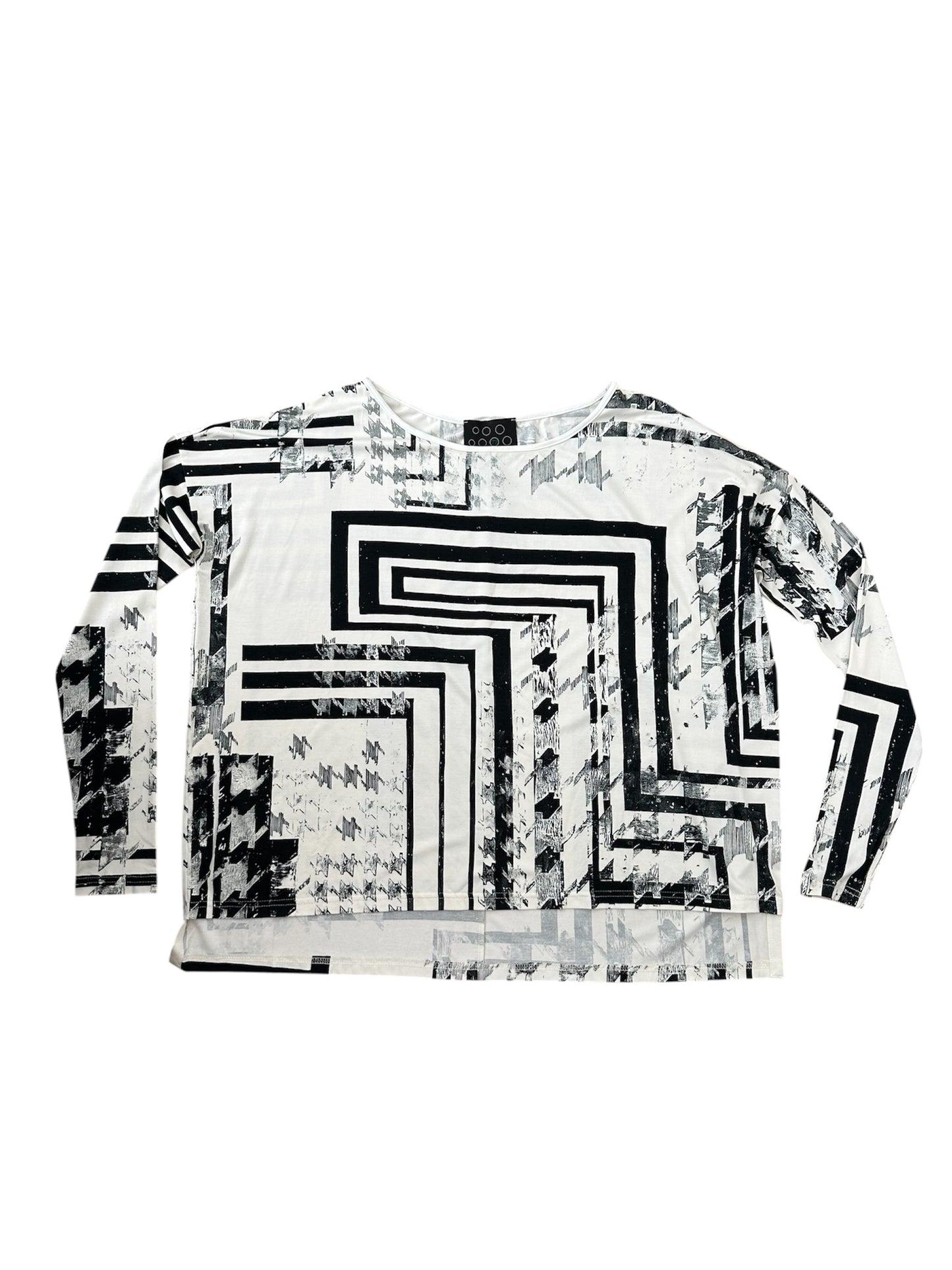 Long sleeve square top abstract print | NY77DESIGN