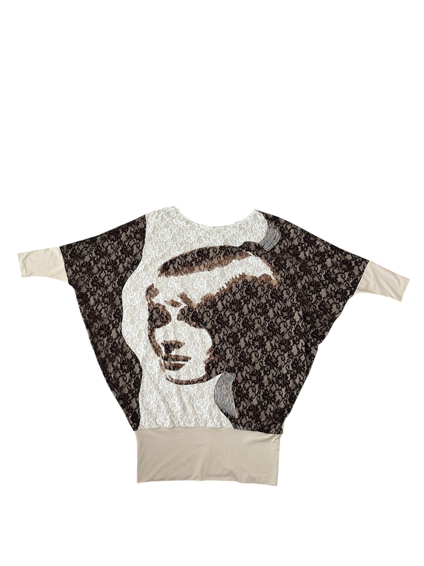 Long tunic with lace print front | NY77DESIGN