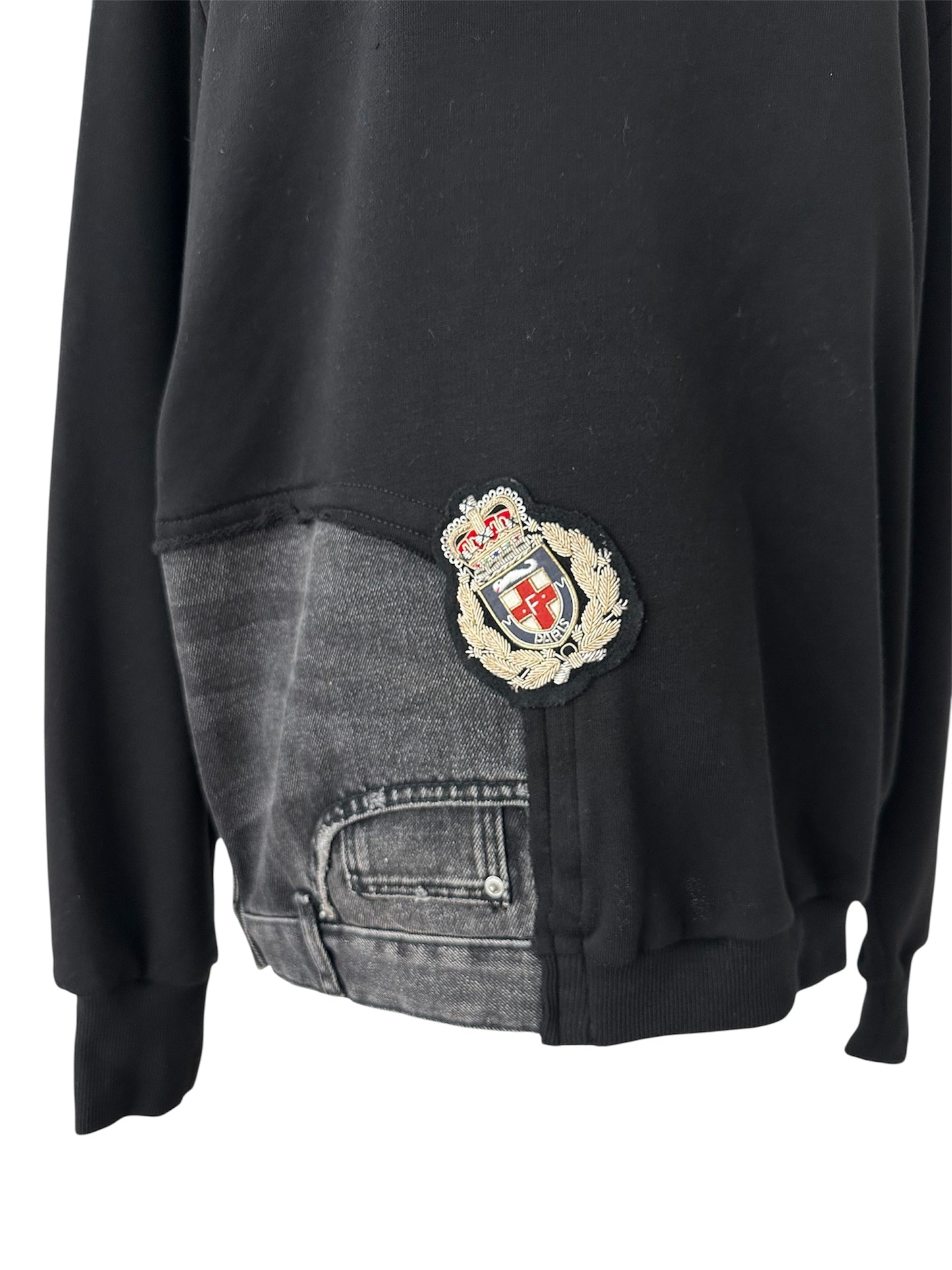 Japanese Cotton Sweatshirt with jeans detail | NY77DESIGN