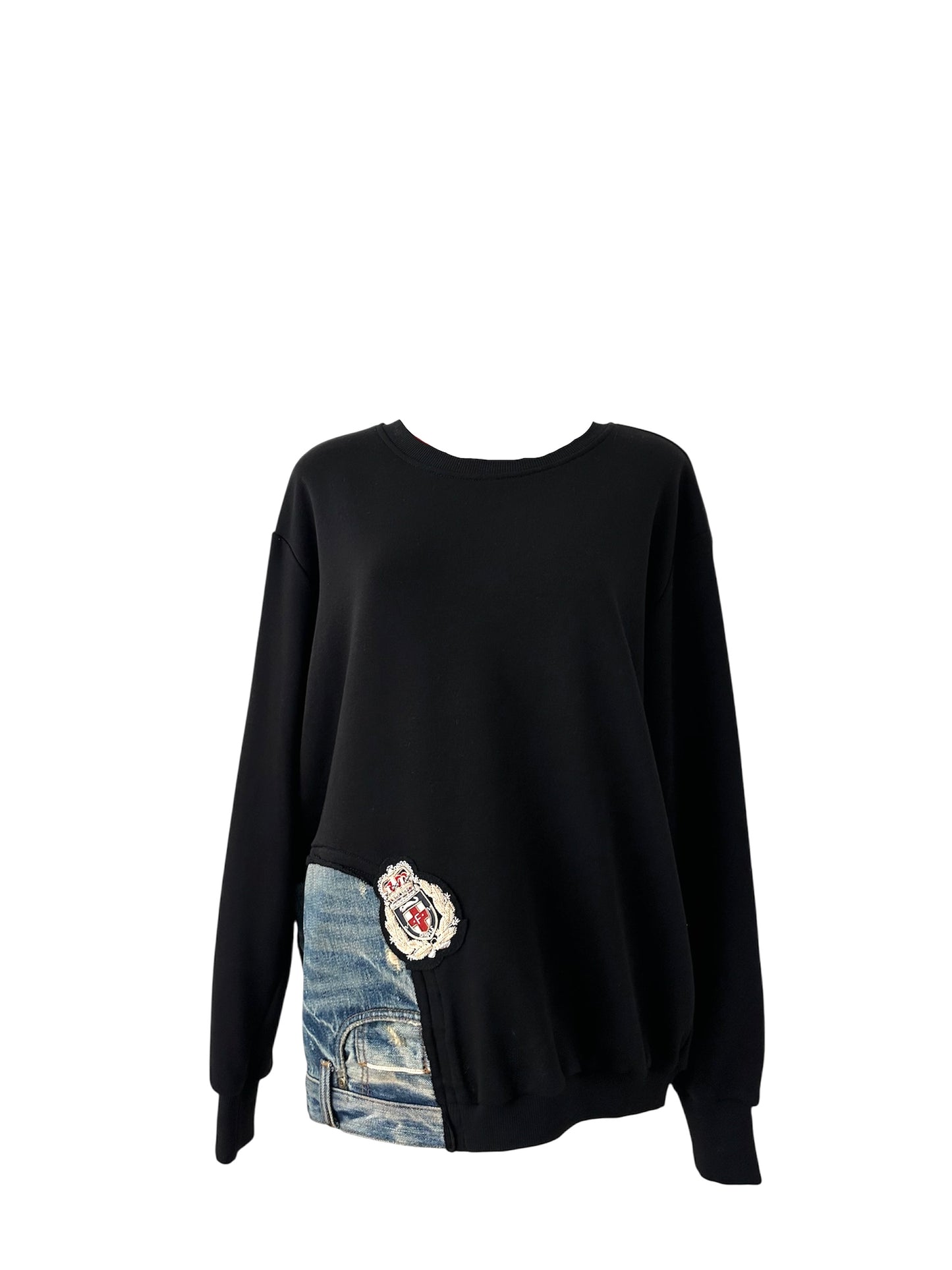 Japanese Cotton Sweatshirt with jeans detail | NY77DESIGN
