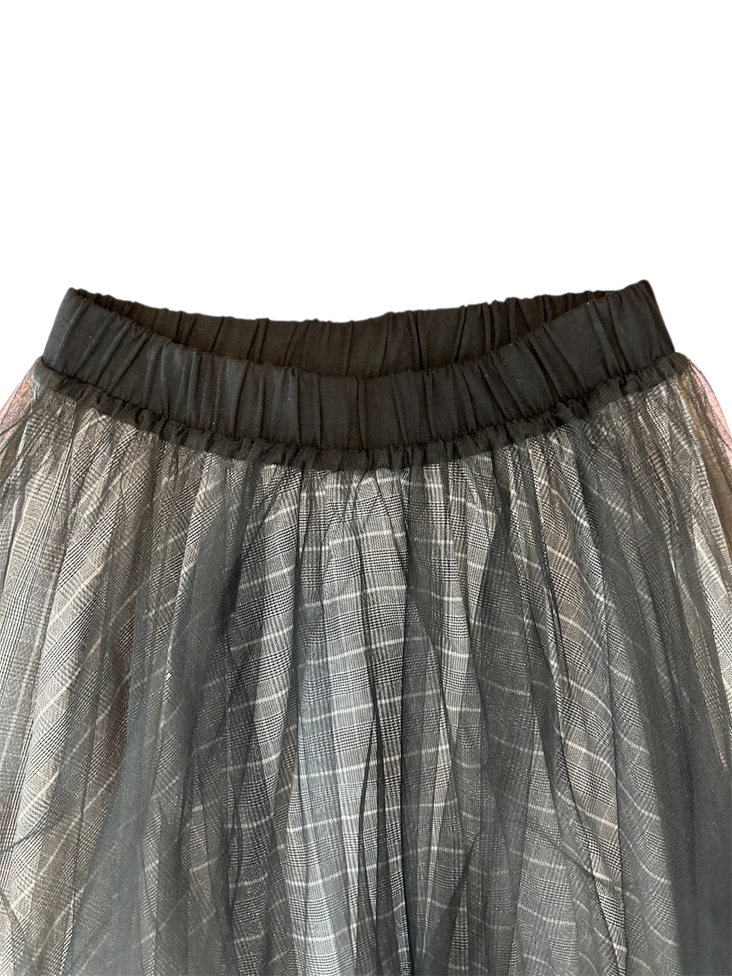 Long mesh/cotton skirt