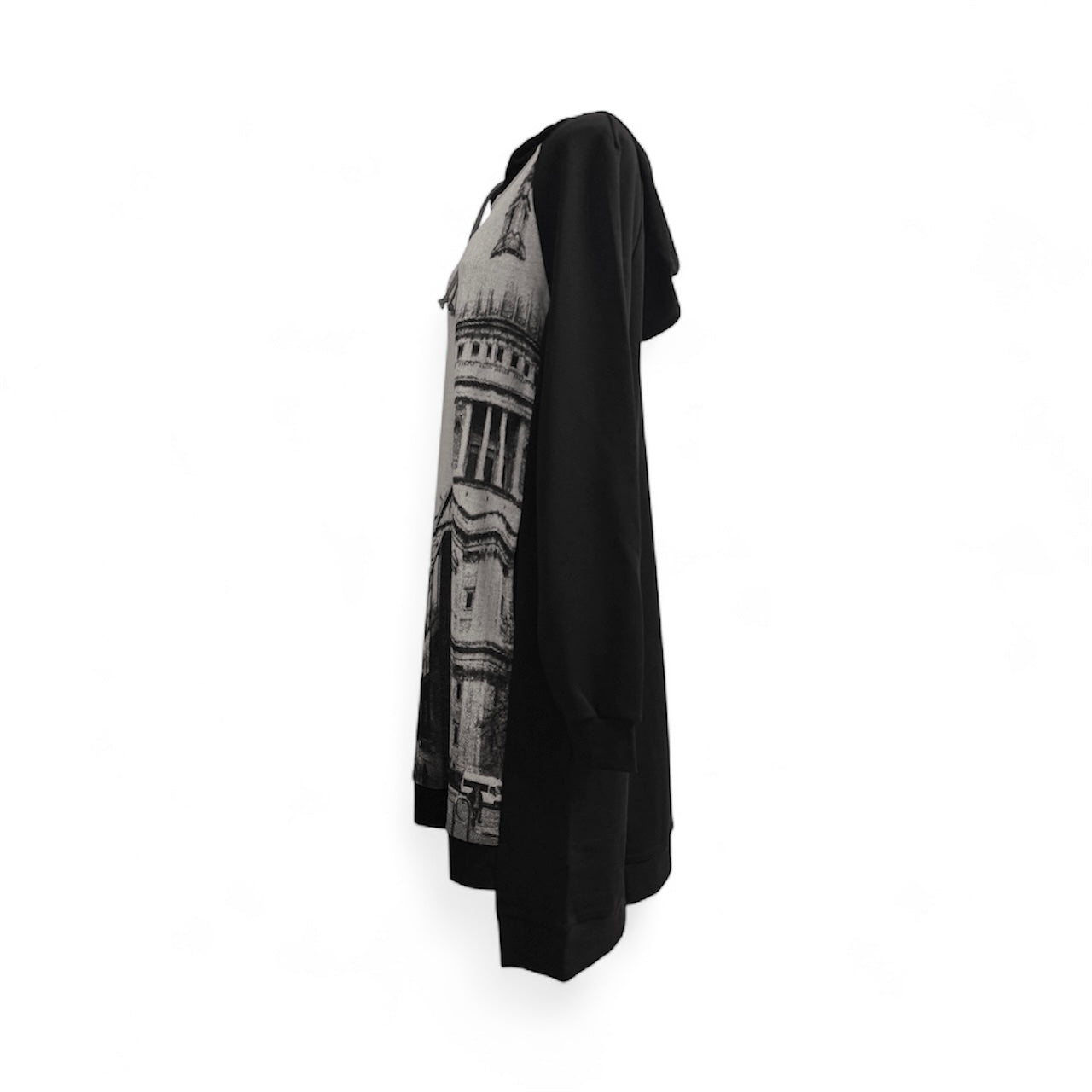 Sweatshirt Japanese cotton dress with a hood and London Bus print