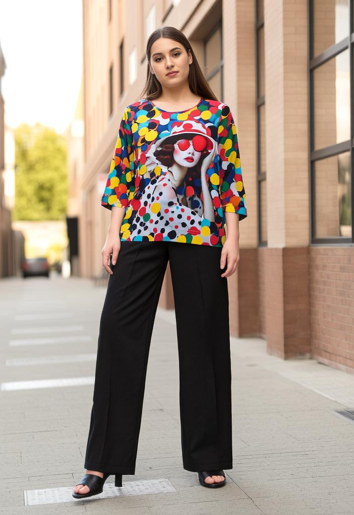 3/4 sleeves top with special AI generated print | NY77DESIGN