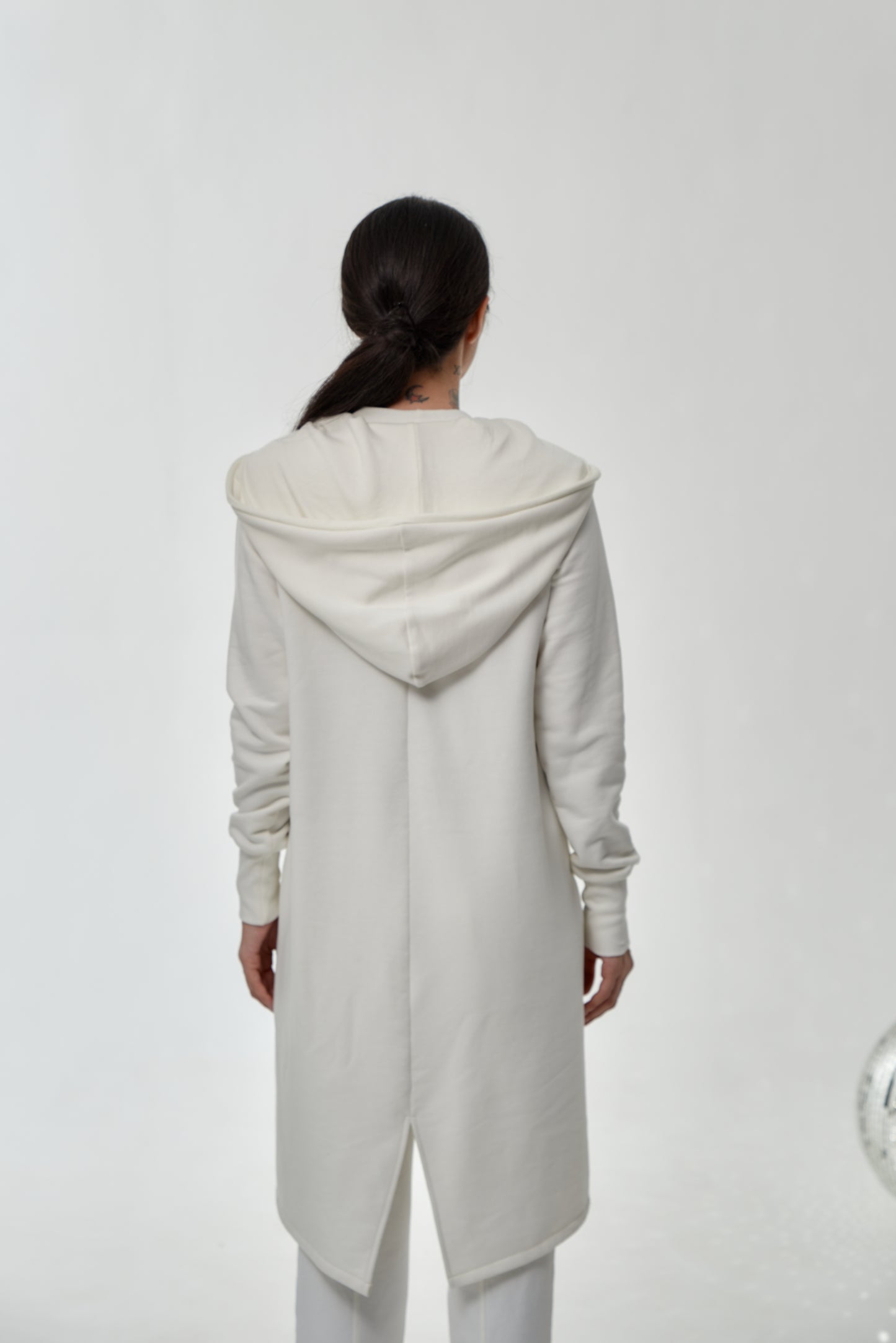 Dress sweatshirt with a hood