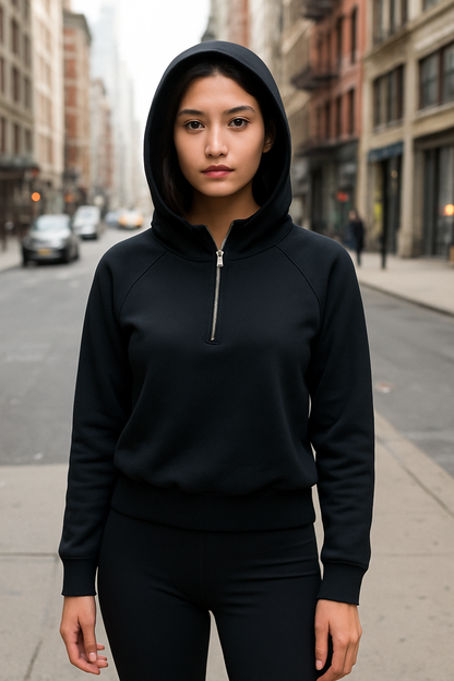 Cropped hoodie with zipper detail