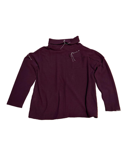 Square top with hand stitching