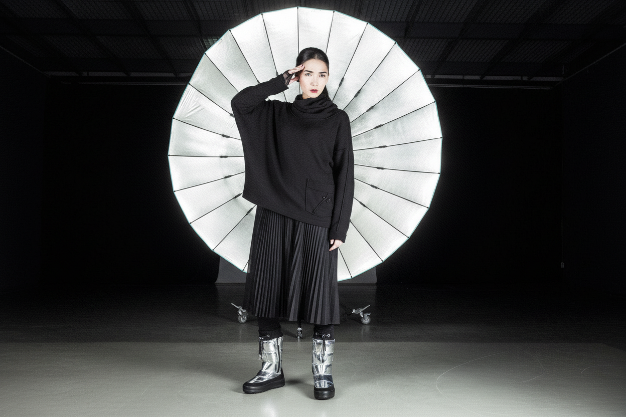 Cowl neck sweater with real metal screw detail