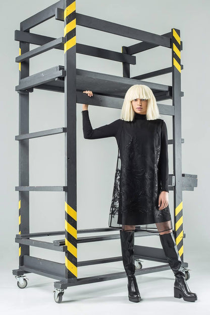 Lace embroidered sleeveless dress overlay