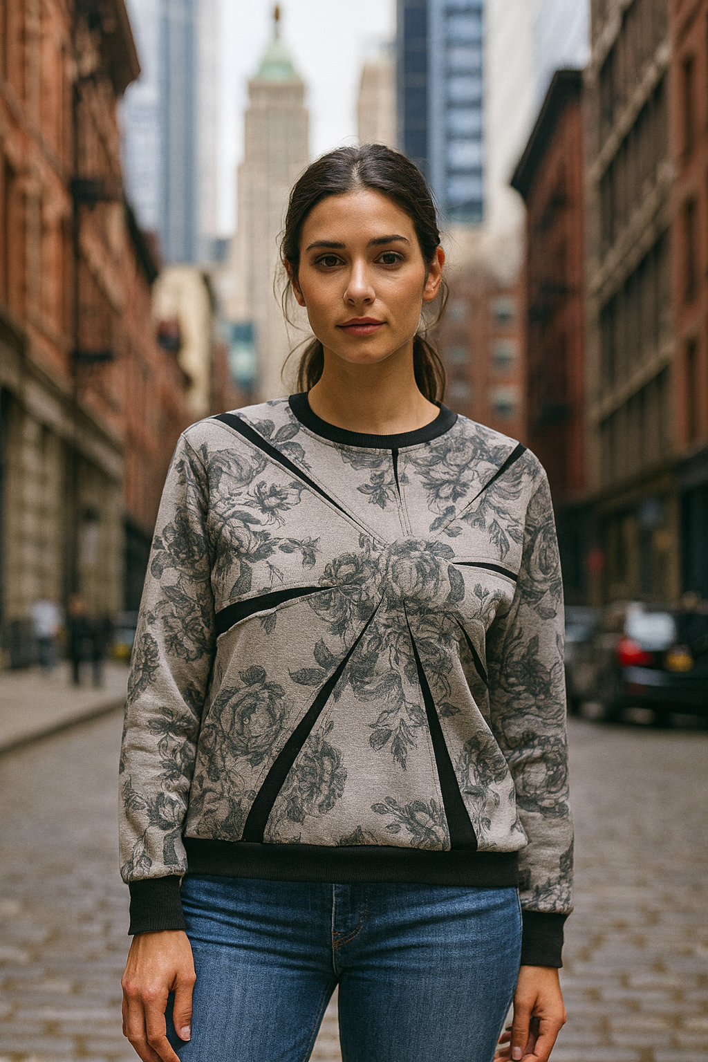 Long sleeve cotton sweatshirt with print