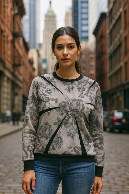 Long sleeve cotton sweatshirt with print