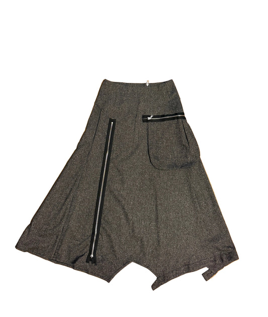 Asymmetrical skirt with front zipper detail