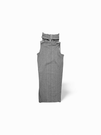 Asymmetrical vest with high neckline