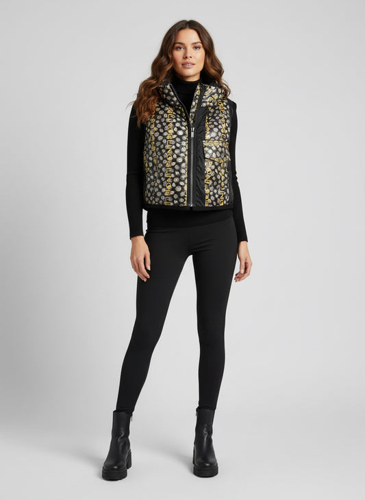 Cropped vest with special diamond print nylon