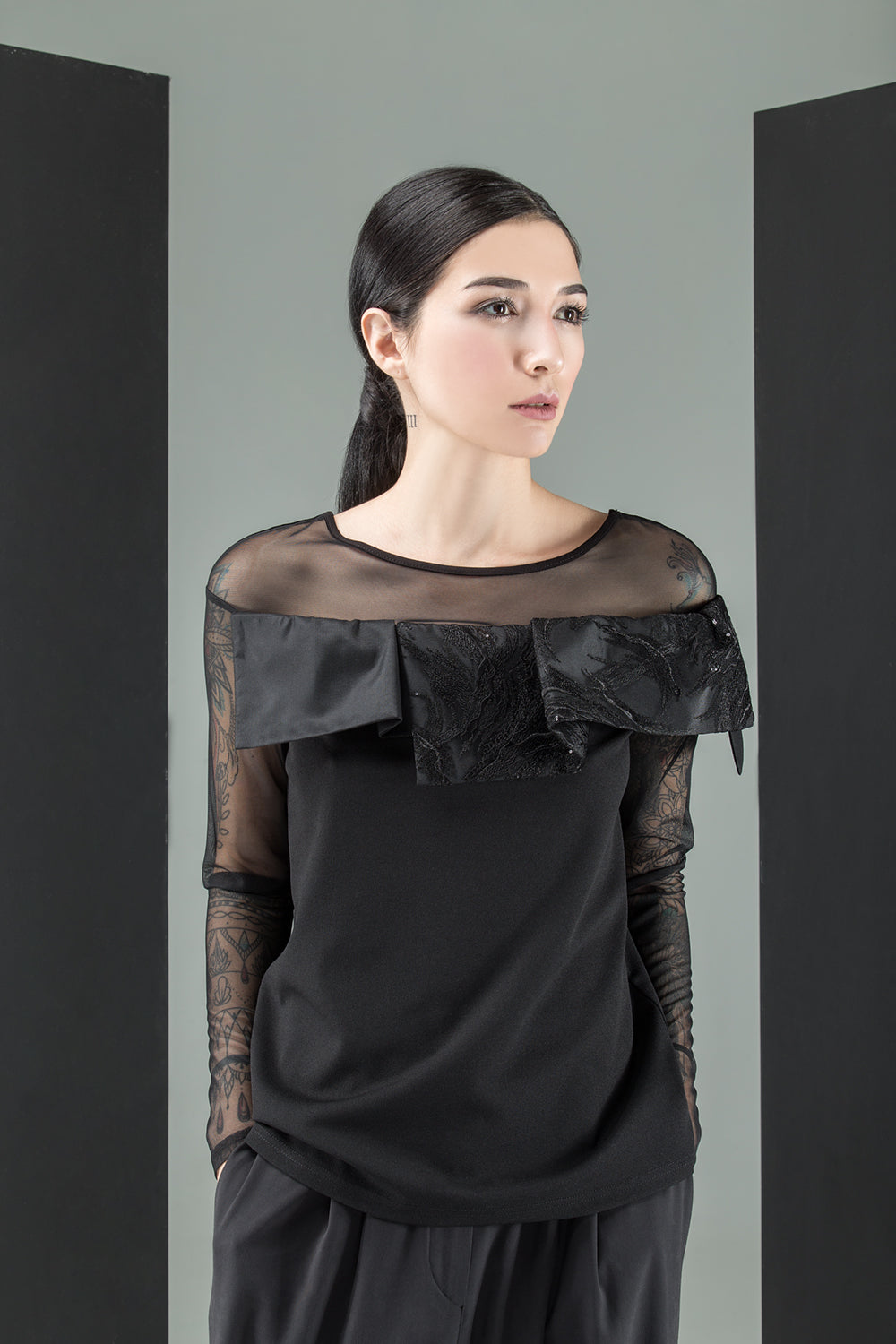 Long sleeve top with sequin panel details