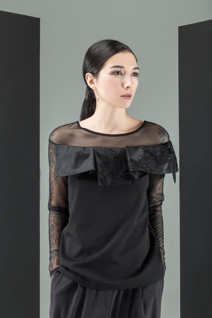 Long sleeve top with sequin panel details