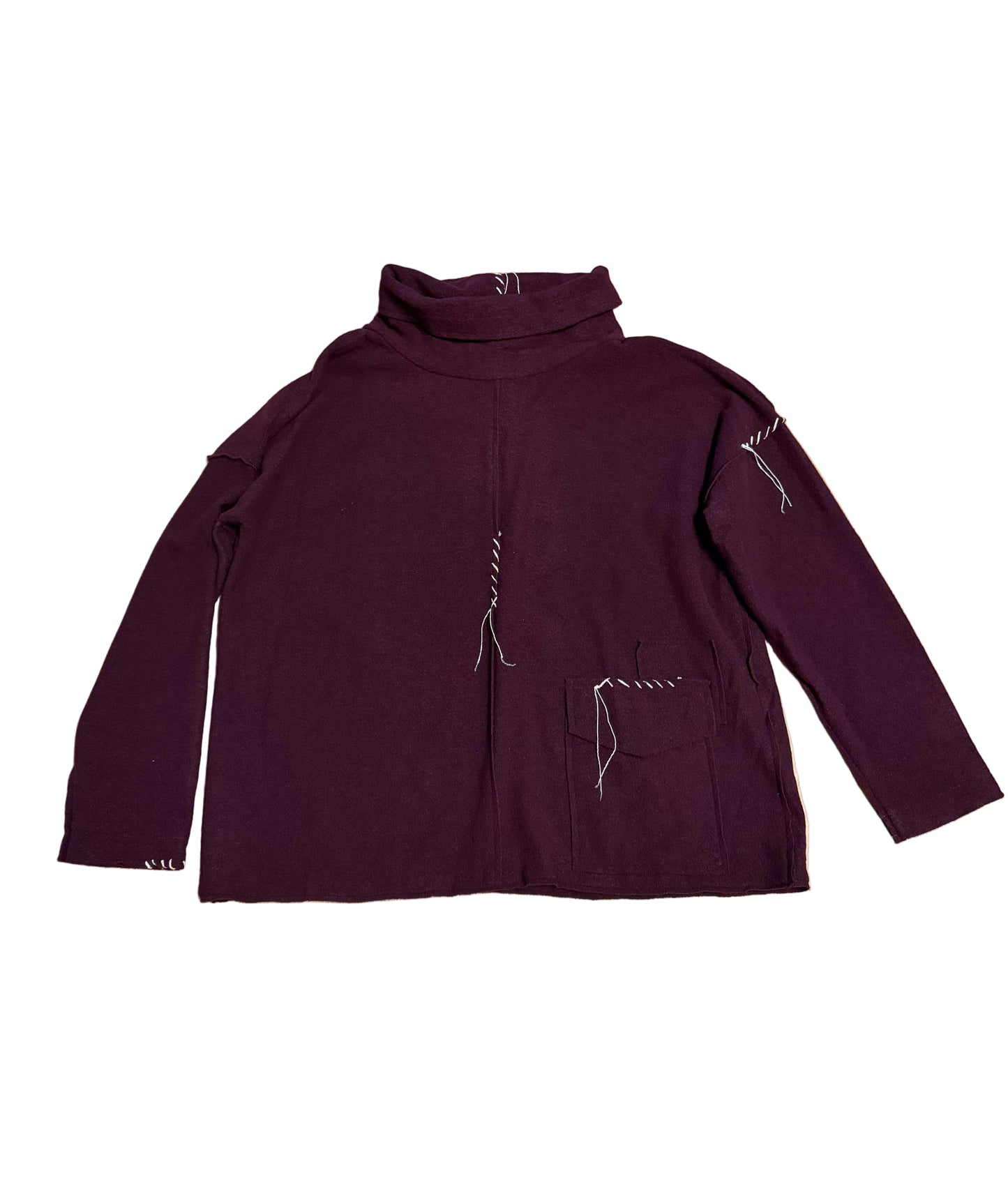 Square top with hand stitching