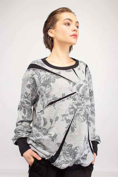 Long sleeve cotton sweatshirt with print