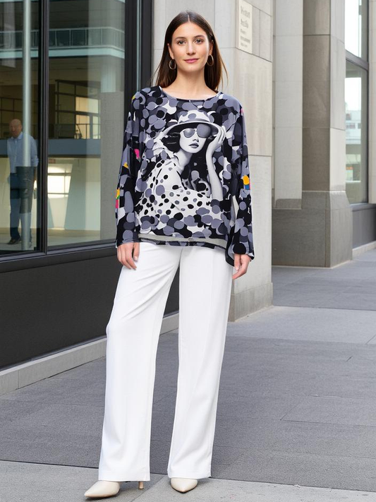 Long Sleeve Square Top with AI Print | NY77DESIGN