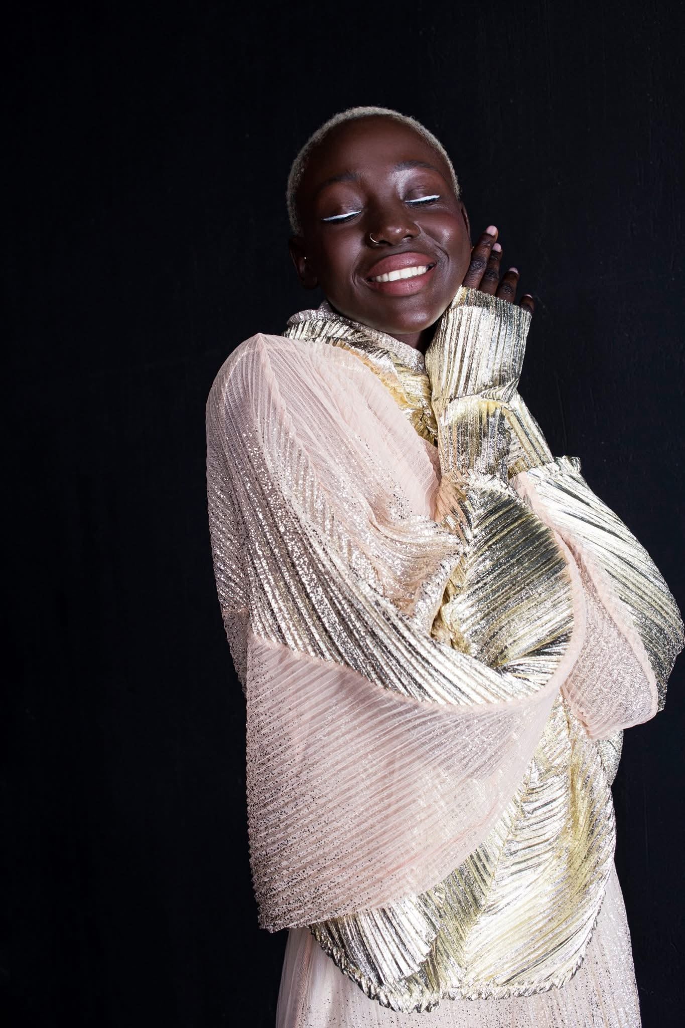 One size top mesh fabric with foil print