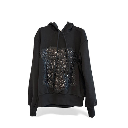Long sleeve Hoodie sequins “bustier” front detail