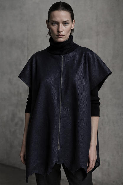 Real lamb perforated leather vest