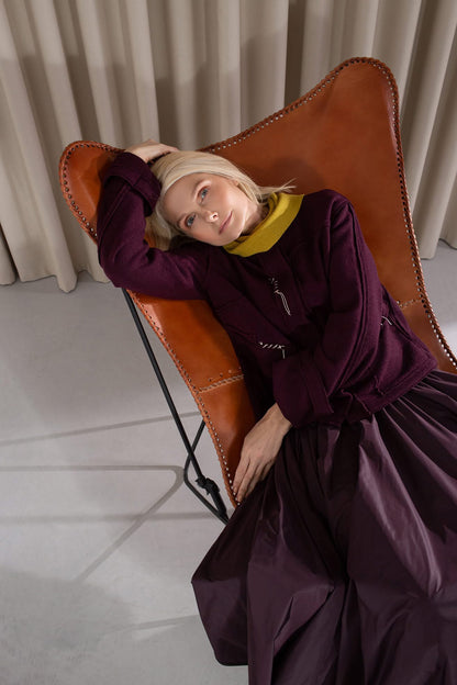 Square top with hand stitching