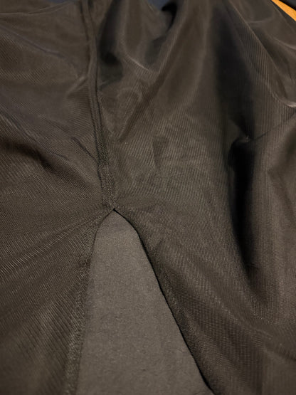 Maxi turtleneck dress with taffeta and mesh bottom