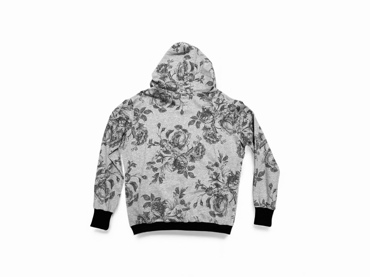 Hoodie grey flower print with message