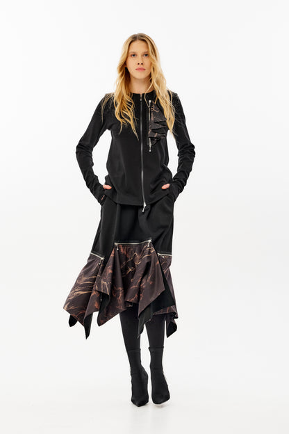 Long sleeve top with zipper closure