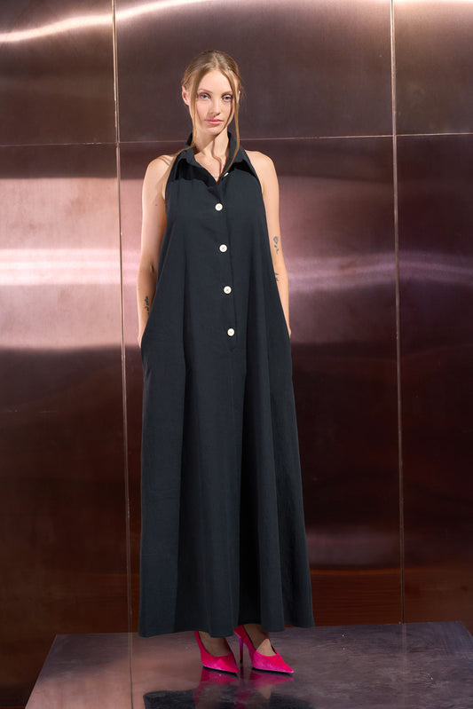 Open-Back Halter Maxi Dress