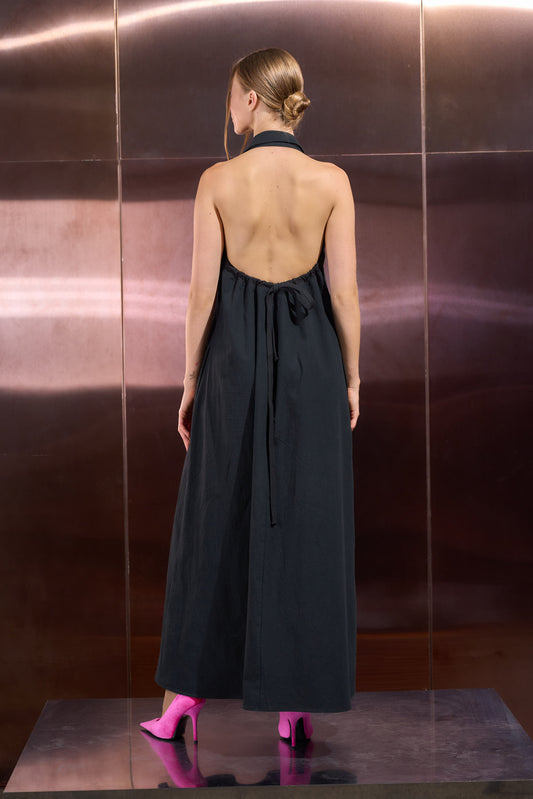 Open-Back Halter Maxi Dress