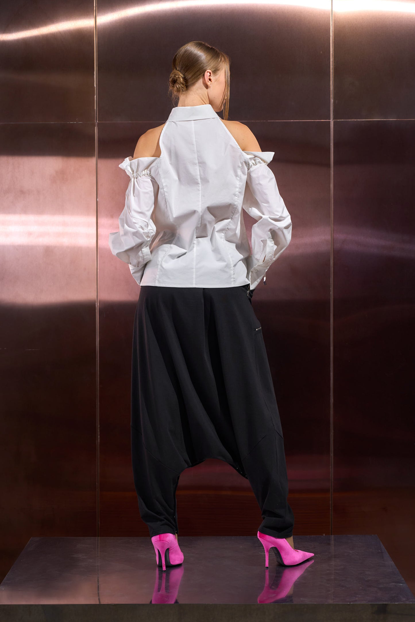 Cold-Shoulder Cotton Shirt