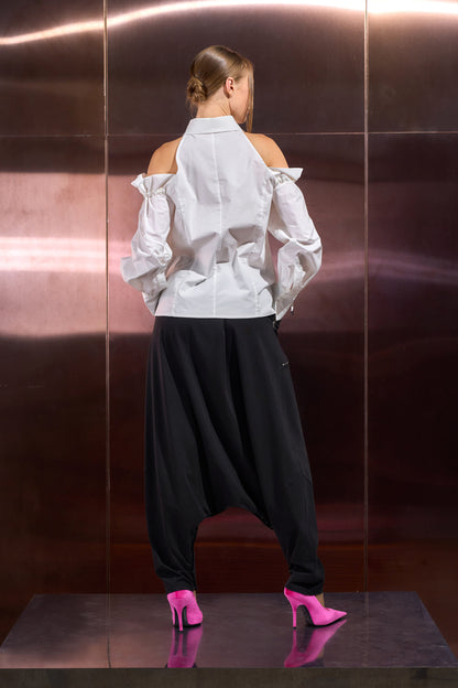 Cold-Shoulder Cotton Shirt