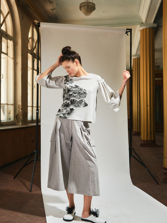 Short sleeve top with pleated details |  NY77DESIGN