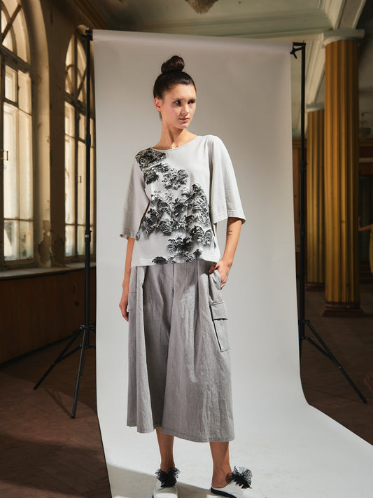 Top 3/4 sleeve with print front |  NY77DESIGN