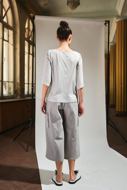 Top 3/4 sleeve with print front |  NY77DESIGN