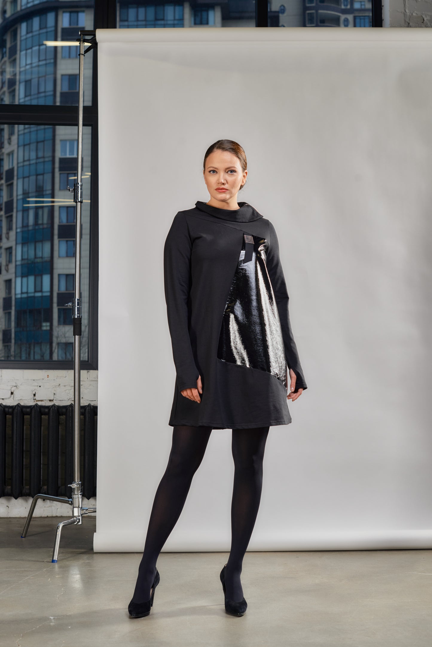 A-line dress with safety-pins detail