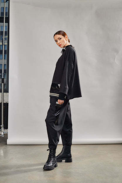 Relaxed-fit sweatshirt fabric pants