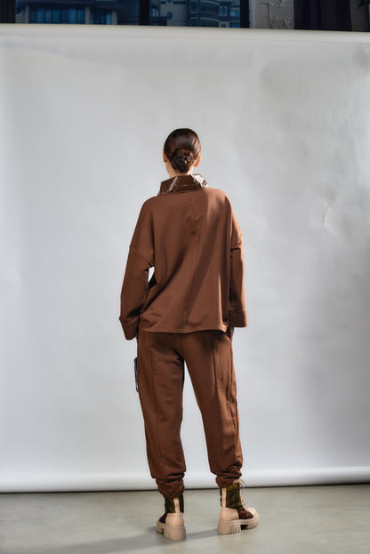 Boxy design Long Sleeve Top with Pocket Detail